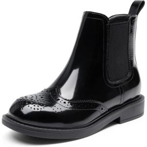 image:imageDREAM PAIRS Girls Ankle Boots with Side Zipper Chelsea Booties Low Heels Girl Fashion Shoes for ToddlerLittle KidBig KidAll Black