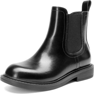 image:imageDREAM PAIRS Girls Ankle Boots with Side Zipper Chelsea Booties Low Heels Girl Fashion Shoes for ToddlerLittle KidBig KidBlack