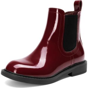 image:imageDREAM PAIRS Girls Ankle Boots with Side Zipper Chelsea Booties Low Heels Girl Fashion Shoes for ToddlerLittle KidBig KidBurgundy