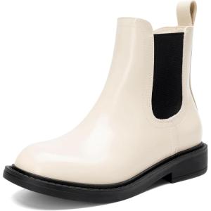 image:imageDREAM PAIRS Girls Ankle Boots with Side Zipper Chelsea Booties Low Heels Girl Fashion Shoes for ToddlerLittle KidBig KidWhiteBlack