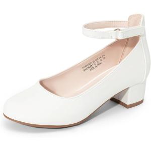 image:imageDREAM PAIRS Girls Dress Shoes Chunky High Heels Ankle Strap Party Wedding Princess Pump for Little Big KidWhite