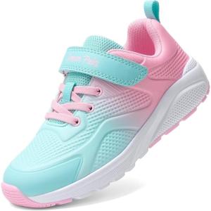 image:imageDREAM PAIRS Girls Running Shoes Kids Sneakers Tennis ColorBurst Lightweight Casual Walking ShoesLight GreenPink