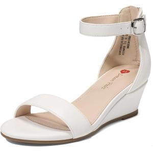 image:imageDREAM PAIRS Girls Wedge Sandals Flatform Open Toe Summer Platform Sandals Flower Wedding Party for Little KidBig KidWhite
