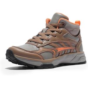 image:imageDREAM PAIRS Kids Shoes Hiking Boots Boys Girls HighTop Shoes Outdoors DuraPlay LaceUp Lightweight Hiking SneakersBrownOrange