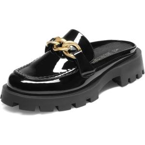 image:imageDREAM PAIRS Mules for Women Slip On Shoes Platform Thick Comfortable Womens Chunky Flat Slides Slippers LoafersBlackpat