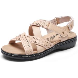 image:imageDREAM PAIRS Womens Arch Support Sandals Comfortable Open Toe Dress Flats Walking Sandals For SummerNude
