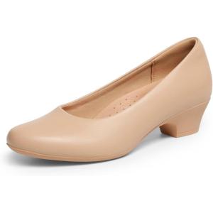 image:imageDREAM PAIRS Womens Chunky Closed Toe Dress Low Block Heels Comfortable Slip On Work Pumps Wedding Casual ShoesNude
