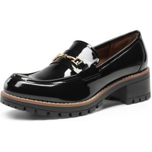 image:imageDREAM PAIRS Womens Chunky Loafers Platform Comfortable SlipOn Dressy Business Casual ShoesBlackpat