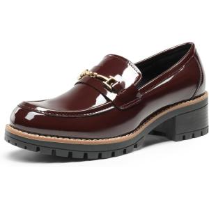 image:imageDREAM PAIRS Womens Chunky Loafers Platform Comfortable SlipOn Dressy Business Casual ShoesBurgundypat