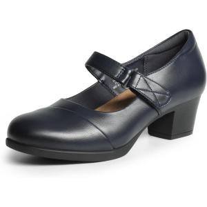 image:imageDREAM PAIRS Womens Chunky Low Block Closed Toe Heels Mary Janes Pumps Comfortable Round Toe Dress Work Wedding ShoesNavy