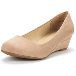image:imageDREAM PAIRS Womens Debbie Mid Wedge Heel Pump ShoesNude Suede