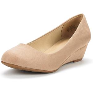 image:imageDREAM PAIRS Womens Debbie Mid Wedge Heel Pump ShoesNudeSuede