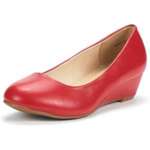 image:imageDREAM PAIRS Womens Debbie Mid Wedge Heel Pump ShoesRedPu