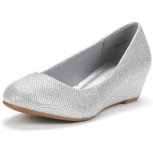 image:imageDREAM PAIRS Womens Debbie Mid Wedge Heel Pump ShoesSilverGlitter