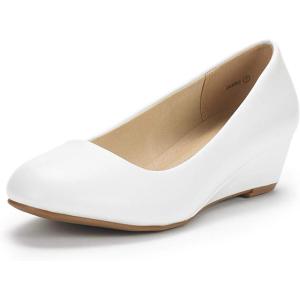 image:imageDREAM PAIRS Womens Debbie Mid Wedge Heel Pump ShoesWhitePu