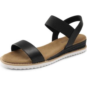 image:imageDREAM PAIRS Womens Espadrilles Ankle Stretch Elastic Strap Open Toe Comfortable Wedges Flats Spring Dressy Sandals Shoes 2026 for WomenBlack