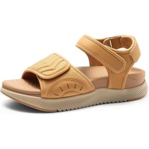 image:imageDREAM PAIRS Womens Hiking Sandals Arch Support Platform Orthopedic Sandals Comfortable Open Toe Walking Summer Shoes Lightweight Outdoor Athletic Sport Water SandalsBrown