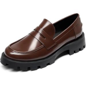 image:imageDREAM PAIRS Womens Loafers Lug Sole Slip On Platform Chunky Penny Loafers for Women Dressy and Work Business Casual Shoes for WomenBrownpat