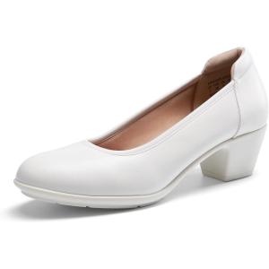 image:imageDREAM PAIRS Womens Low Chunky Heels Comfortable Block Work Pumps Closed Round Toe Dress Shoes for Office BusinessWhite