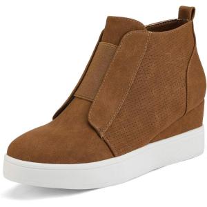 image:imageDREAM PAIRS Womens Platform Wedge Sneakers Ankle BootiesTan