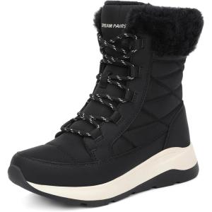 image:imageDREAM PAIRS Womens Winter Snow Boots Waterproof Lightweight Warm Faux Fur Lined Insulated Outdoor Ladies MidCalf BootiesBlack