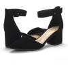 image:imageDREAM PAIRS ANNEE Pointed Toe Low Chunky Heels Pump ShoesBlackNubuck