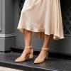 image:imageDREAM PAIRS ANNEE Pointed Toe Low Chunky Heels Pump ShoesNudeNubuck