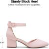 image:imageDREAM PAIRS ANNEE Pointed Toe Low Chunky Heels Pump ShoesPinkSuede