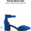 image:imageDREAM PAIRS ANNEE Pointed Toe Low Chunky Heels Pump ShoesRoyalBlue
