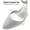 image:imageDREAM PAIRS ANNEE Pointed Toe Low Chunky Heels Pump ShoesSilverGlitter