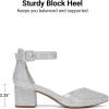 image:imageDREAM PAIRS ANNEE Pointed Toe Low Chunky Heels Pump ShoesSilverGlitter