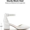 image:imageDREAM PAIRS ANNEE Pointed Toe Low Chunky Heels Pump ShoesWhitePu