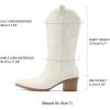 image:imageDREAM PAIRS Cowboy Boots for Women Cowgirl Western Boots Fashion Embroidery Stitched Chunky Heel Mid Calf BootsAll White