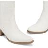 image:imageDREAM PAIRS Cowboy Boots for Women Cowgirl Western Boots Fashion Embroidery Stitched Chunky Heel Mid Calf BootsAll White