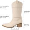 image:imageDREAM PAIRS Cowboy Boots for Women Cowgirl Western Boots Fashion Embroidery Stitched Chunky Heel Mid Calf BootsBeige