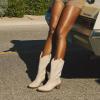 image:imageDREAM PAIRS Cowboy Boots for Women Cowgirl Western Boots Fashion Embroidery Stitched Chunky Heel Mid Calf BootsBeige