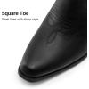 image:imageDREAM PAIRS Cowboy Boots for Women Cowgirl Western Boots Fashion Embroidery Stitched Chunky Heel Mid Calf BootsBlackpu