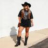 image:imageDREAM PAIRS Cowboy Boots for Women Cowgirl Western Boots Fashion Embroidery Stitched Chunky Heel Mid Calf BootsBlackpu
