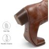 image:imageDREAM PAIRS Cowboy Boots for Women Cowgirl Western Boots Fashion Embroidery Stitched Chunky Heel Mid Calf BootsBrownpu