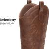 image:imageDREAM PAIRS Cowboy Boots for Women Cowgirl Western Boots Fashion Embroidery Stitched Chunky Heel Mid Calf BootsBrownpu