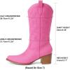 image:imageDREAM PAIRS Cowboy Boots for Women Cowgirl Western Boots Fashion Embroidery Stitched Chunky Heel Mid Calf BootsPink