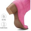 image:imageDREAM PAIRS Cowboy Boots for Women Cowgirl Western Boots Fashion Embroidery Stitched Chunky Heel Mid Calf BootsPink