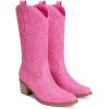 image:imageDREAM PAIRS Cowboy Boots for Women Cowgirl Western Boots Fashion Embroidery Stitched Chunky Heel Mid Calf BootsPink