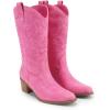 image:imageDREAM PAIRS Cowboy Boots for Women Cowgirl Western Boots Fashion Embroidery Stitched Chunky Heel Mid Calf BootsPinknubuck