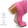 image:imageDREAM PAIRS Cowboy Boots for Women Cowgirl Western Boots Fashion Embroidery Stitched Chunky Heel Mid Calf BootsPinknubuck
