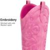 image:imageDREAM PAIRS Cowboy Boots for Women Cowgirl Western Boots Fashion Embroidery Stitched Chunky Heel Mid Calf BootsPinknubuck