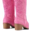 image:imageDREAM PAIRS Cowboy Boots for Women Cowgirl Western Boots Fashion Embroidery Stitched Chunky Heel Mid Calf BootsPinknubuck