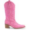 image:imageDREAM PAIRS Cowboy Boots for Women Cowgirl Western Boots Fashion Embroidery Stitched Chunky Heel Mid Calf BootsPinknubuck