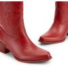 image:imageDREAM PAIRS Cowboy Boots for Women Cowgirl Western Boots Fashion Embroidery Stitched Chunky Heel Mid Calf BootsRedpu