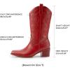 image:imageDREAM PAIRS Cowboy Boots for Women Cowgirl Western Boots Fashion Embroidery Stitched Chunky Heel Mid Calf BootsRedpu